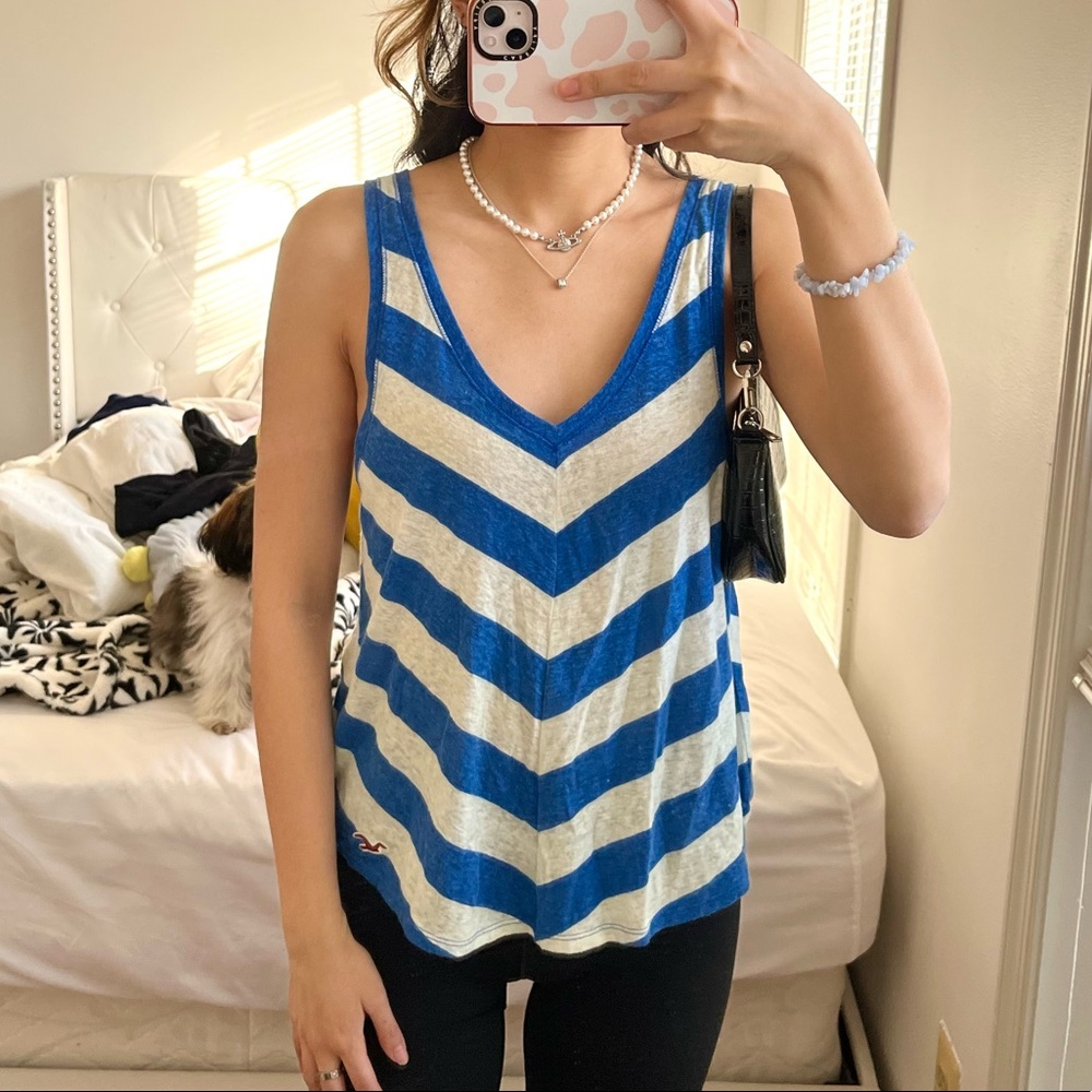 Y2K BLUE & WHITE TANK TOP
